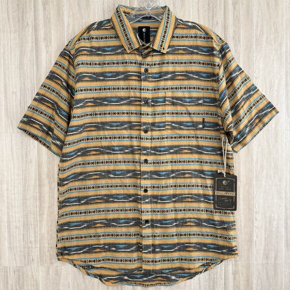 BILLABONG Shirt Men's Medium Short Sleeve Hawaiian Down Aztec Tribal Western - Picture 1 of 12